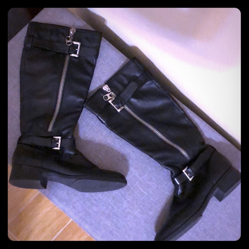 Black Knee-High “Motorcycle” Boots by BCBG Girls
